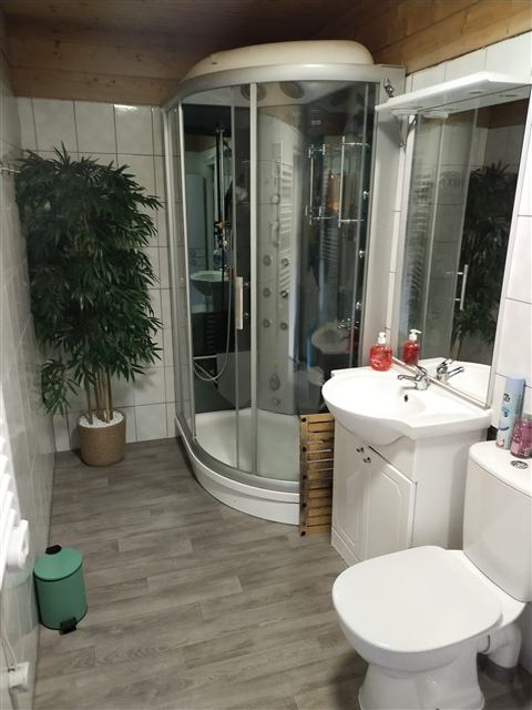 Salle d'eau avec douche hammam du chalet Tyson City